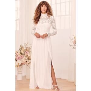 Lulu's White Lace Maxi Dress